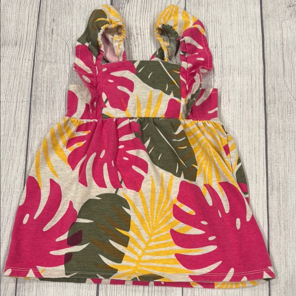 Okie Dokie Baby Girls Tropical Leaf Print Dress